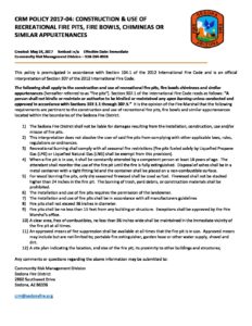 Construction Use Of Recreational Fire Pits Sedona Fire District